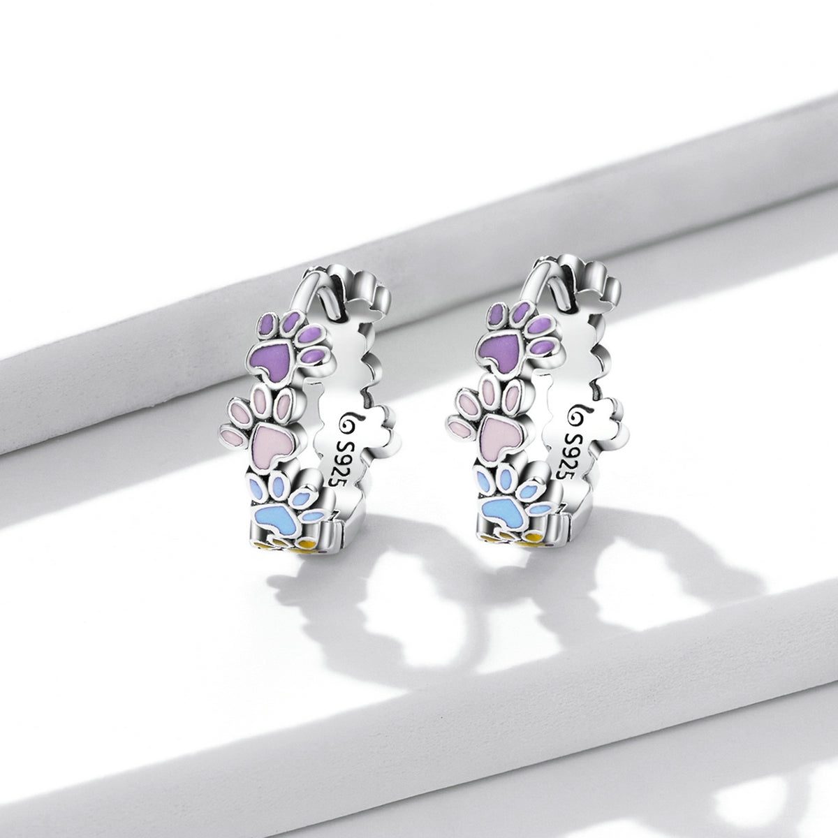 925 Sterling Silver Enamel Oxidized Silver Earrings