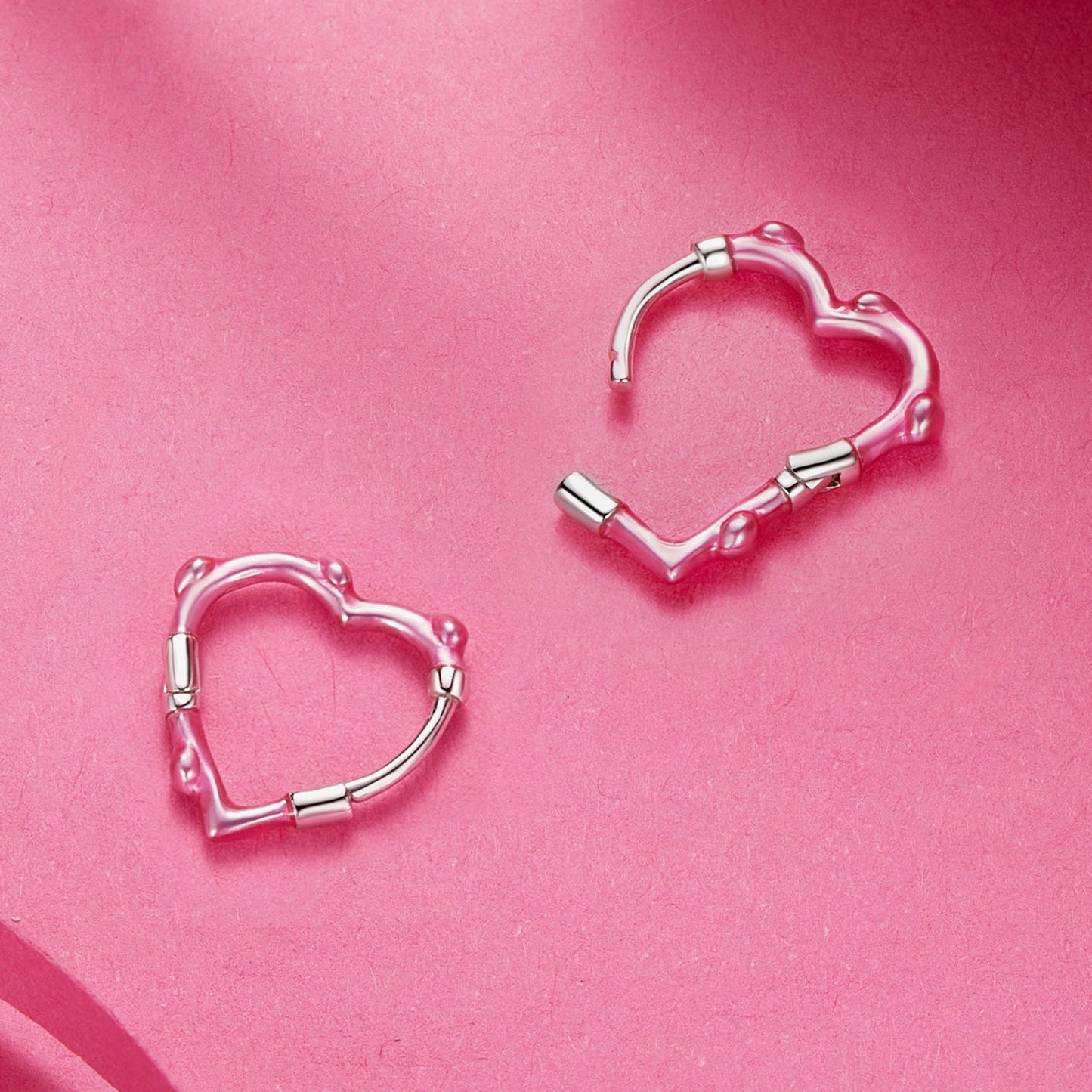 S925 Sterling Silver Enamel Platinum Plated Earrings 13*2mm for Women