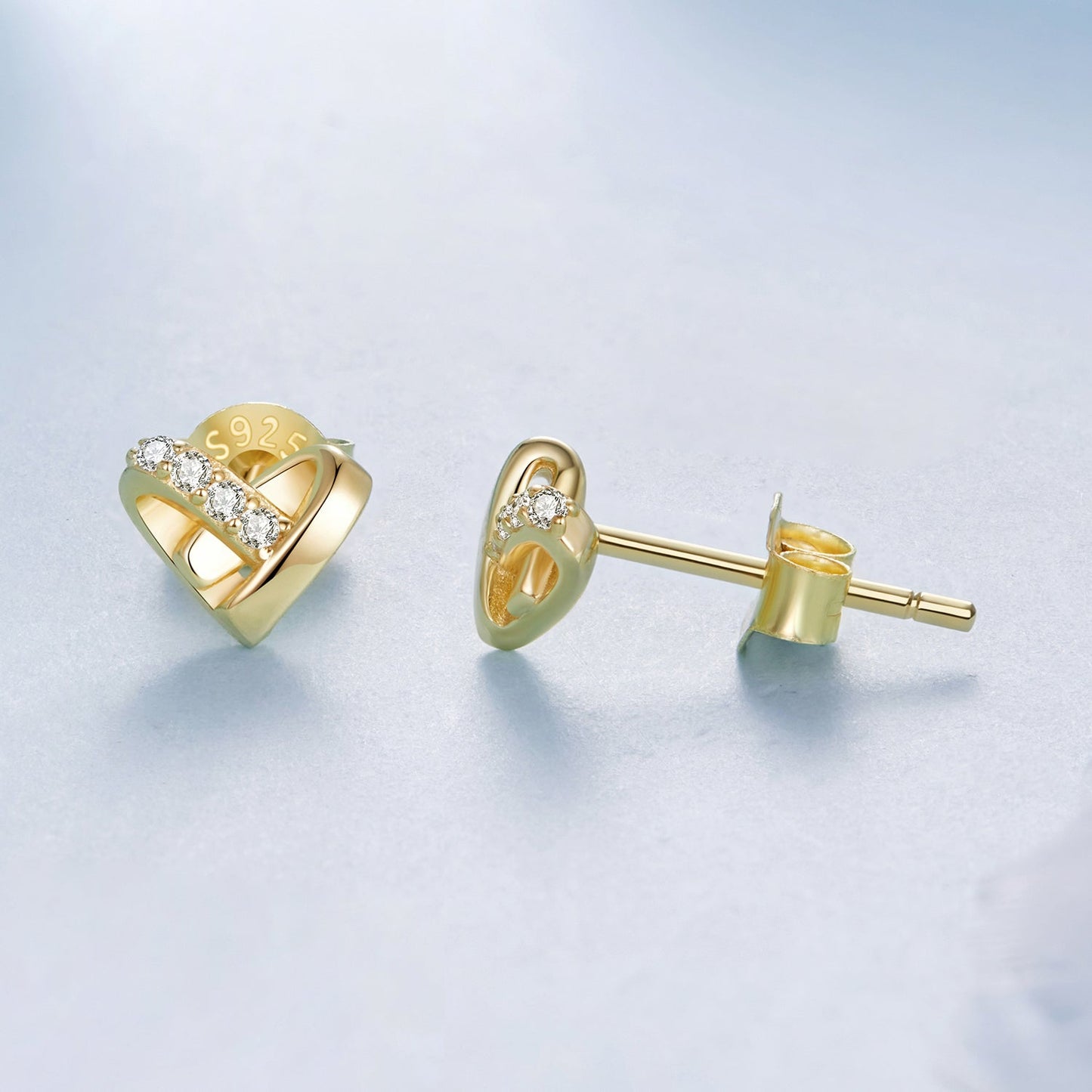 925 Sterling Silver Earrings with Pavé Setting CZ in Gold Plated