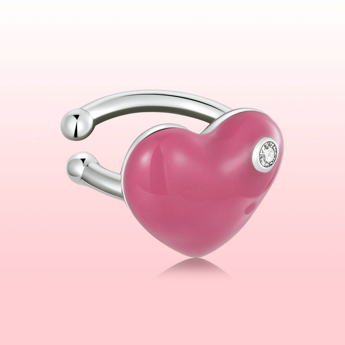 925 Sterling Silver Earrings with Pavé CZ & Enamel, 1.0*1.3cm, for Women
