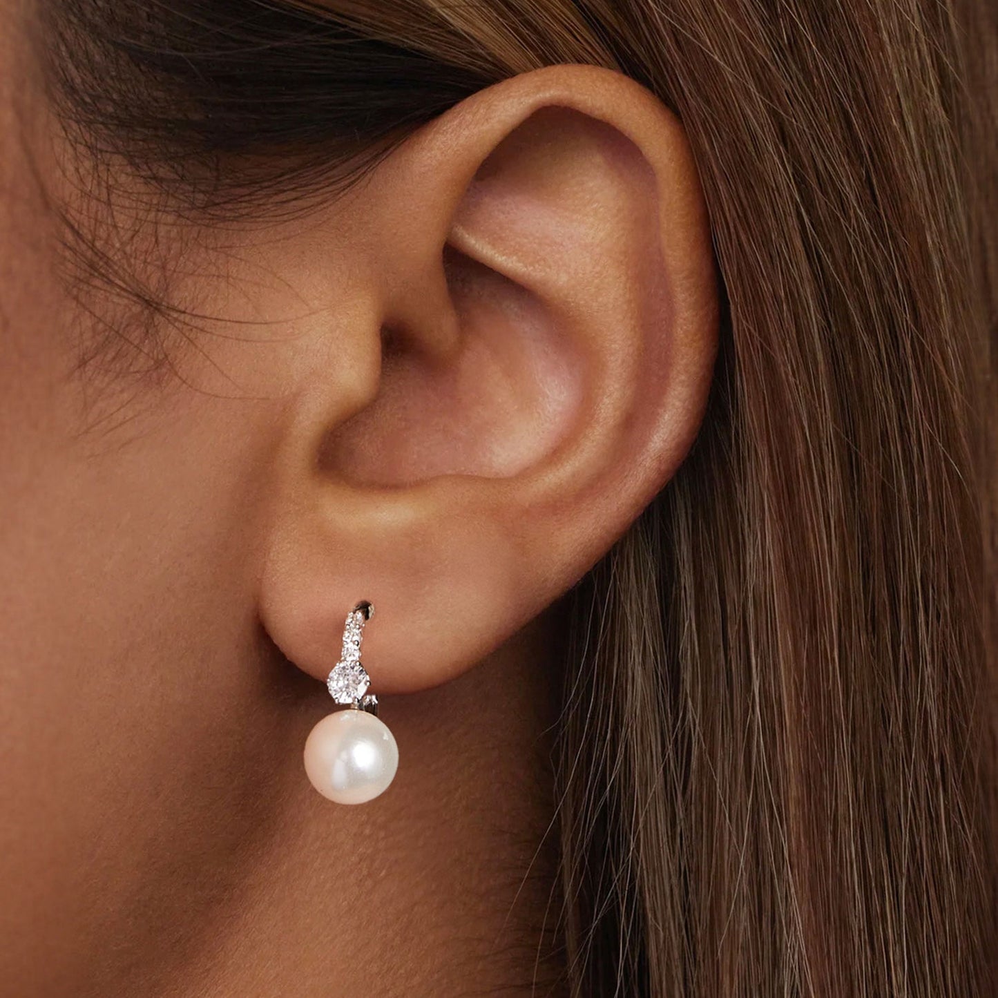 925 Sterling Silver Earrings with Quality Shell Pearl and CZ for Women