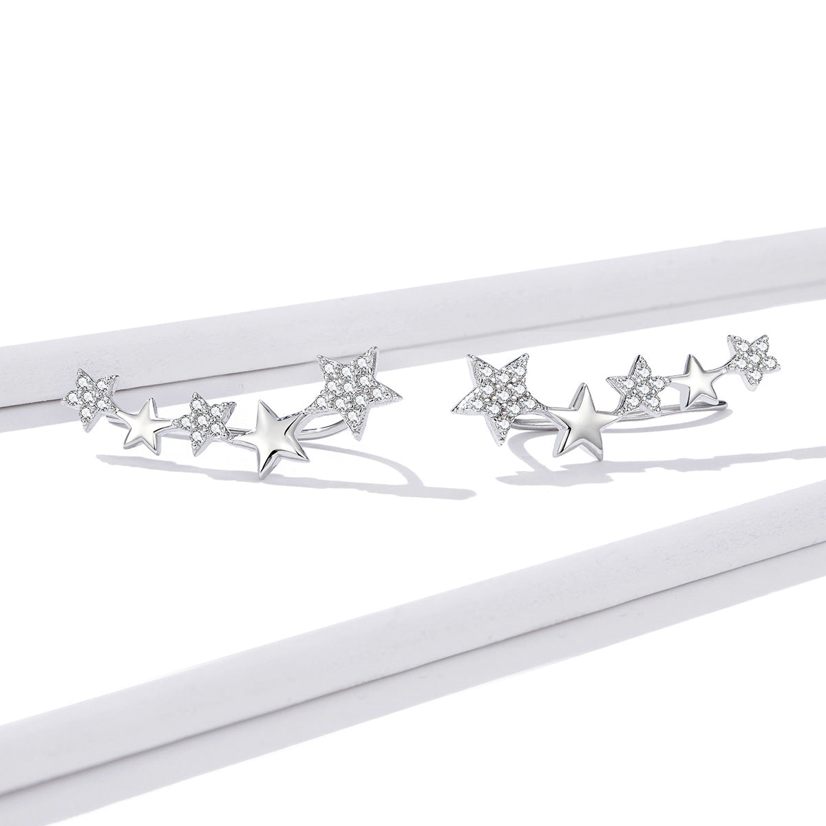925 Sterling Silver Earrings with Plated Platinum and Pavé Setting CZ