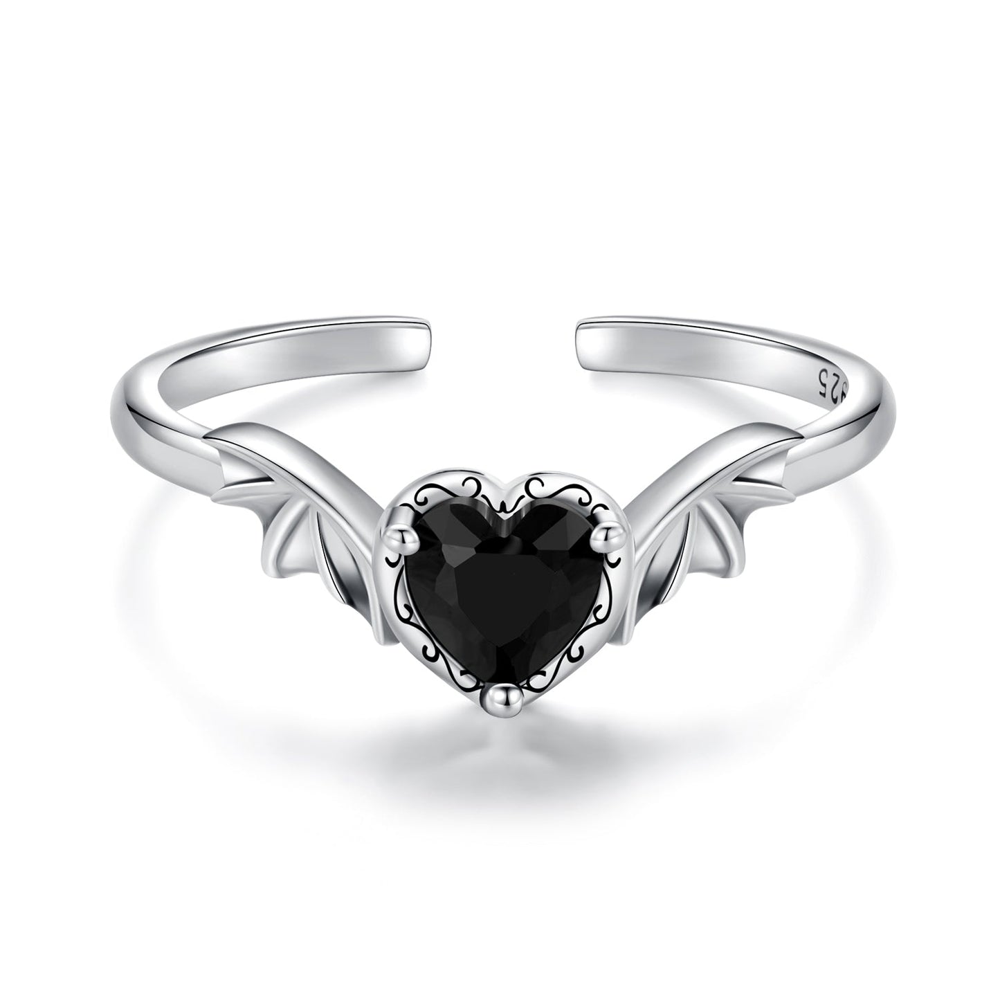 925 Sterling Silver Oxidized Pendant CZ Ring