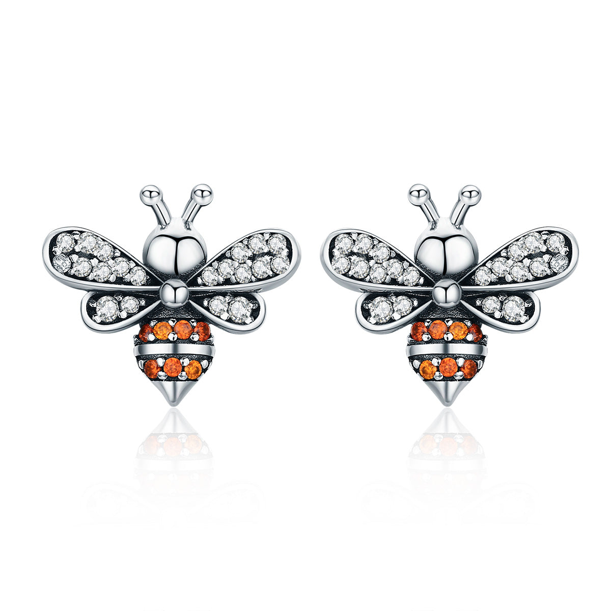 925 Sterling Silver Earrings with Pavé Setting CZ - 1.2x1.4cm for Women