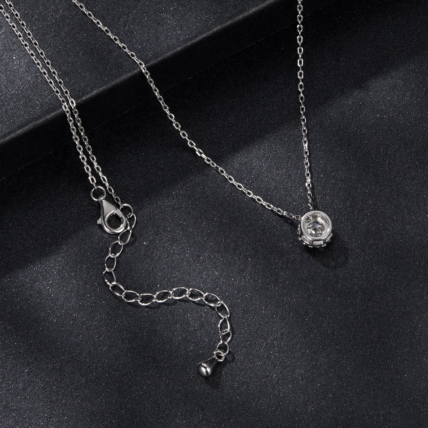 925 Sterling Silver Moissanite Necklace 40+5cm with Pavé Setting for Women
