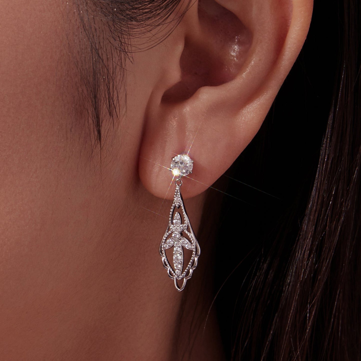 925 Sterling Silver 0.50 Carat Moissanite Earrings with White Gold Plating for Women
