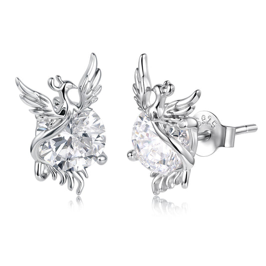 925 Sterling Silver White Gold Plated 1.4x0.9cm Pavé CZ Earrings for Women