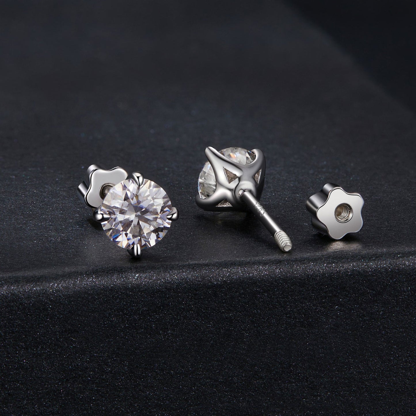 925 Sterling Silver Moissanite Stud Earrings for Women - 0.5ct, 0.6cm Size, White Gold Plated