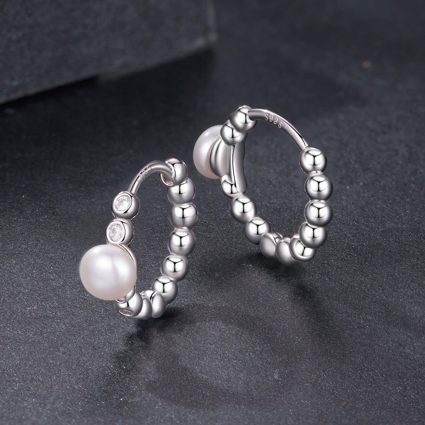 925 Sterling Silver White Gold Plated Moissanite & Pearl Earrings for Women