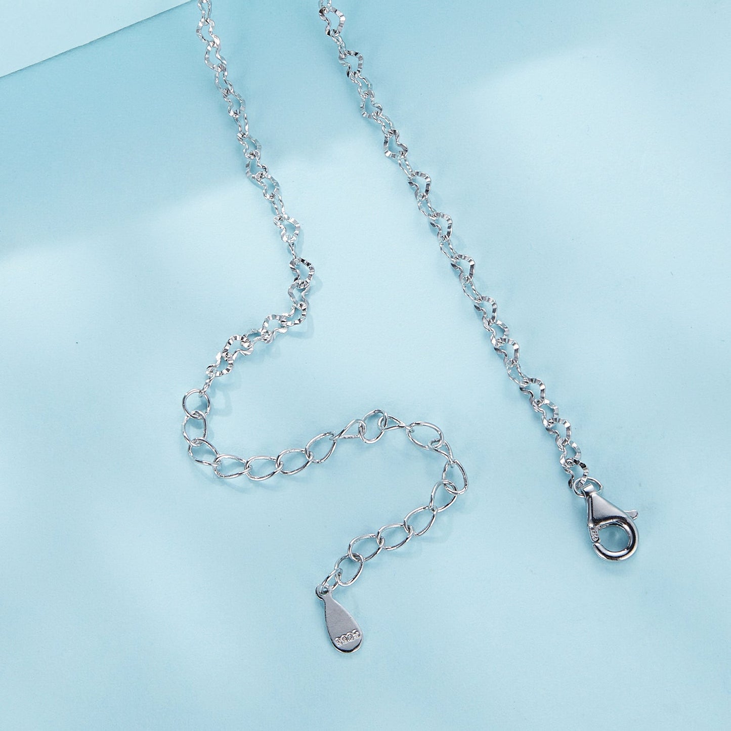 925 Sterling Silver Necklace with Platinum Plating, 395+55mm Length, 3.0mm Width for Women