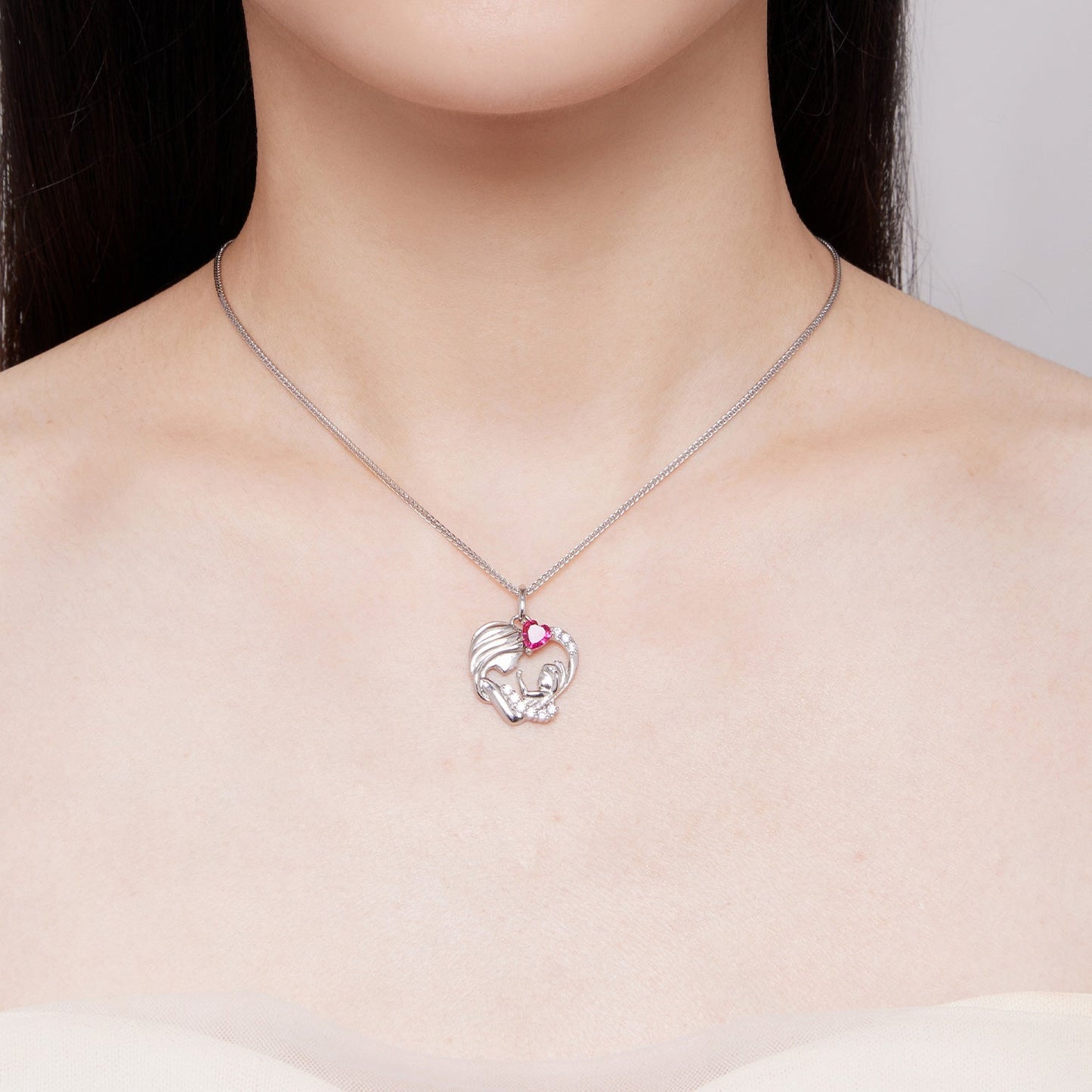 925 Sterling Silver Necklace with Pavé Setting CZ, 25x19mm Pendant, 400mm-450mm Length for Women