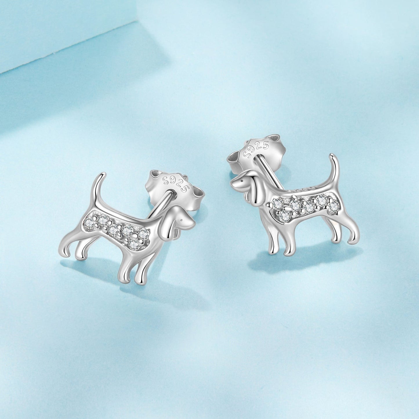 925 Sterling Silver Pavé Set CZ White Gold Plated Earrings for Women
