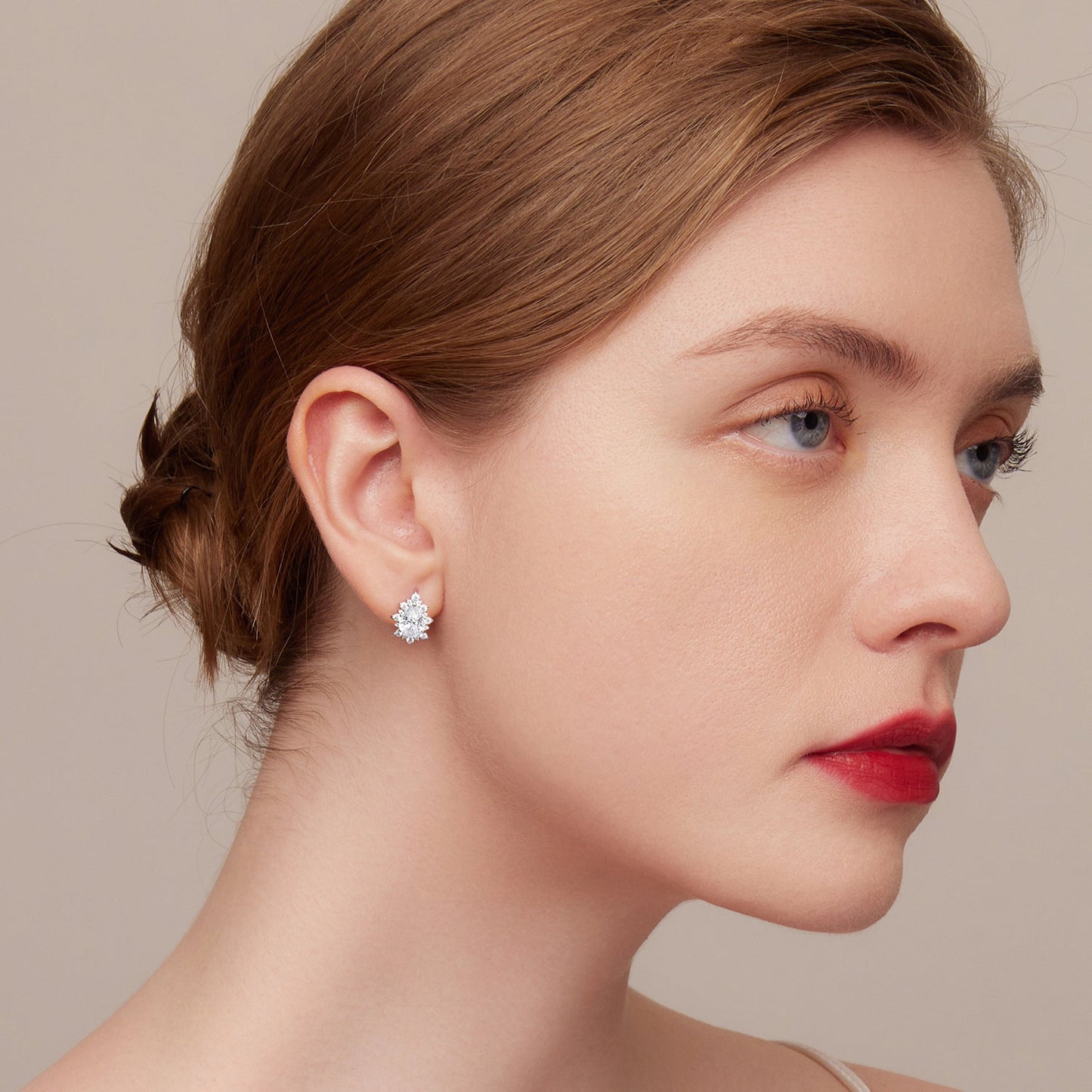 925 Sterling Silver Platinum Plated CZ Pavé Setting Earrings