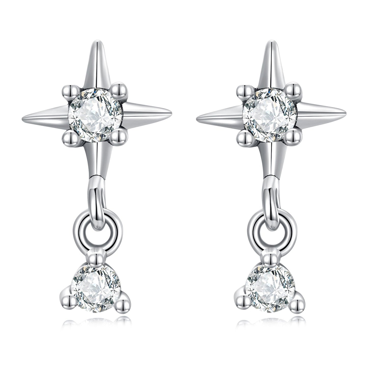 925 Sterling Silver Earrings with Pavé Setting CZ, 1.4*0.8cm for Women