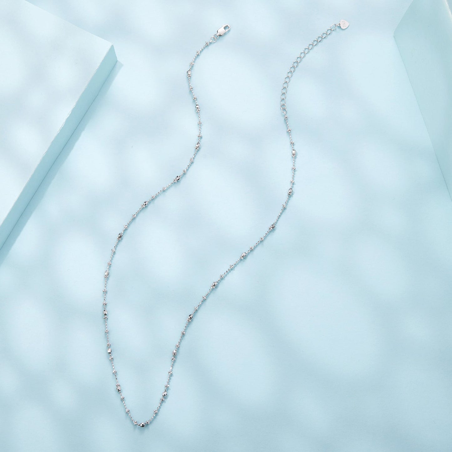 925 Sterling Silver 40+5cm White Gold Plated Necklace for Women