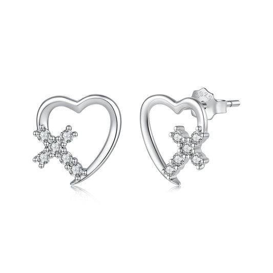 925 Sterling Silver White Gold Plated 1.0x1.0cm Pavé CZ Earrings for Women