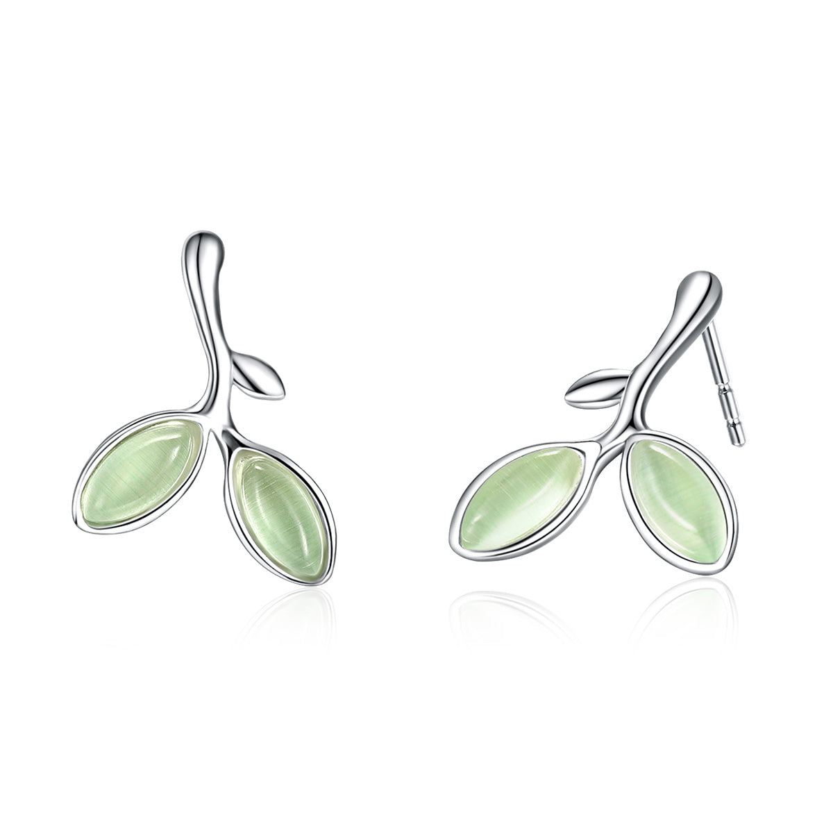 925 Sterling Silver Earrings with Synthetic Opal 1.5*1.3cm