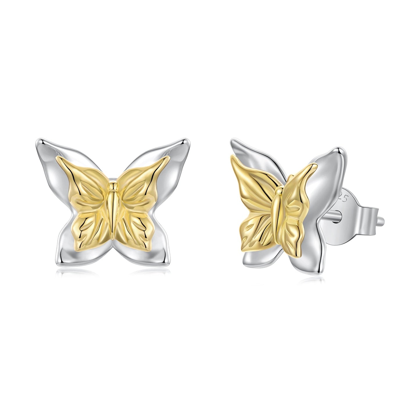 925 Sterling Silver White Gold Plated Small Earrings