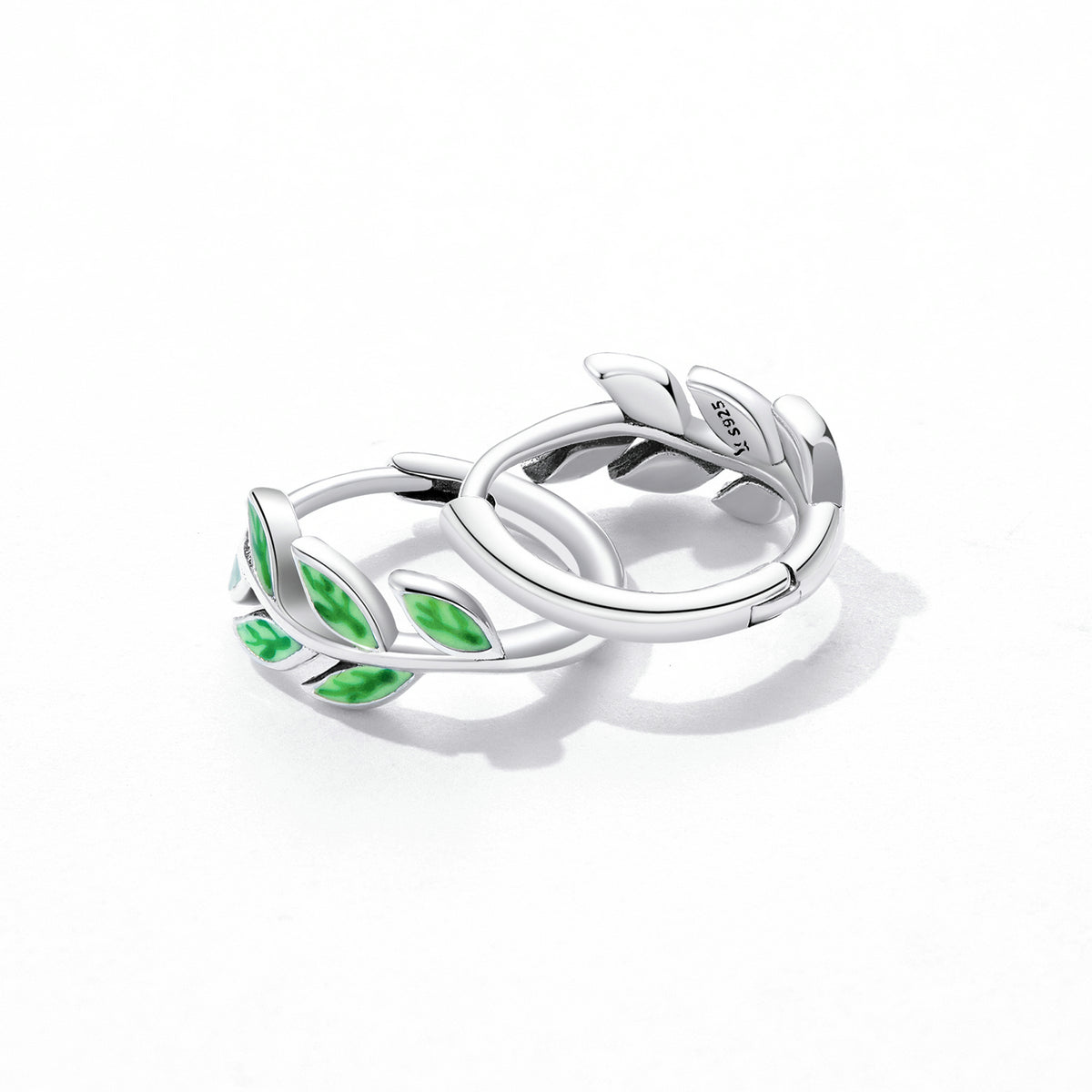 925 Sterling Silver Enamel Oxidized Silver Earrings for Women, 1.2*0.5cm