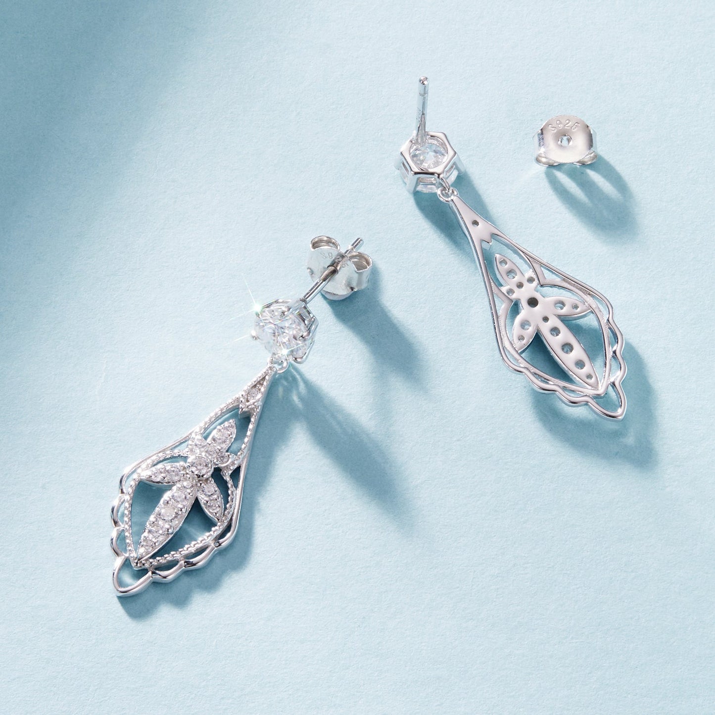 925 Sterling Silver 0.50 Carat Moissanite Earrings with White Gold Plating for Women