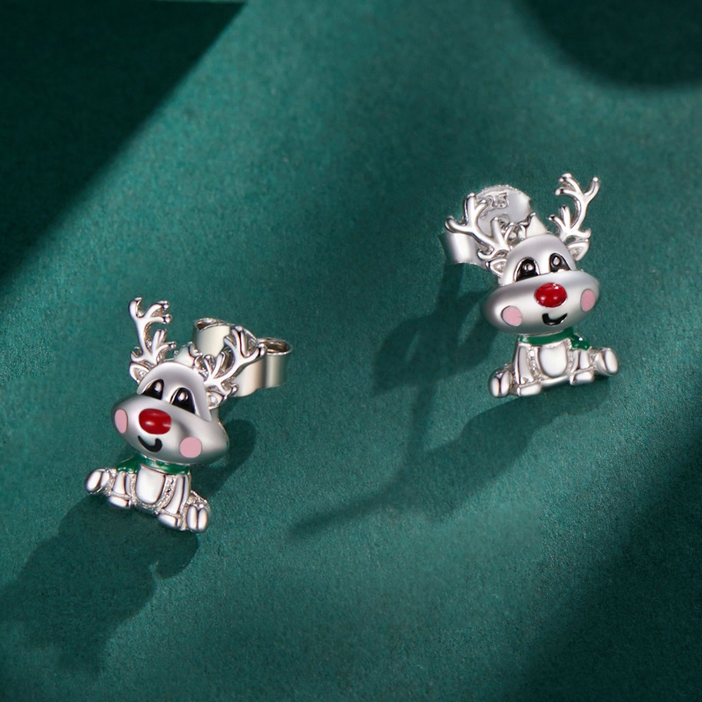 925 Sterling Silver Enamel Earrings 12x9mm