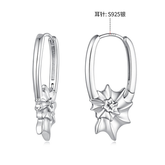 925 Sterling Silver White Gold Plated 2.7cm Hoop Earrings for Women