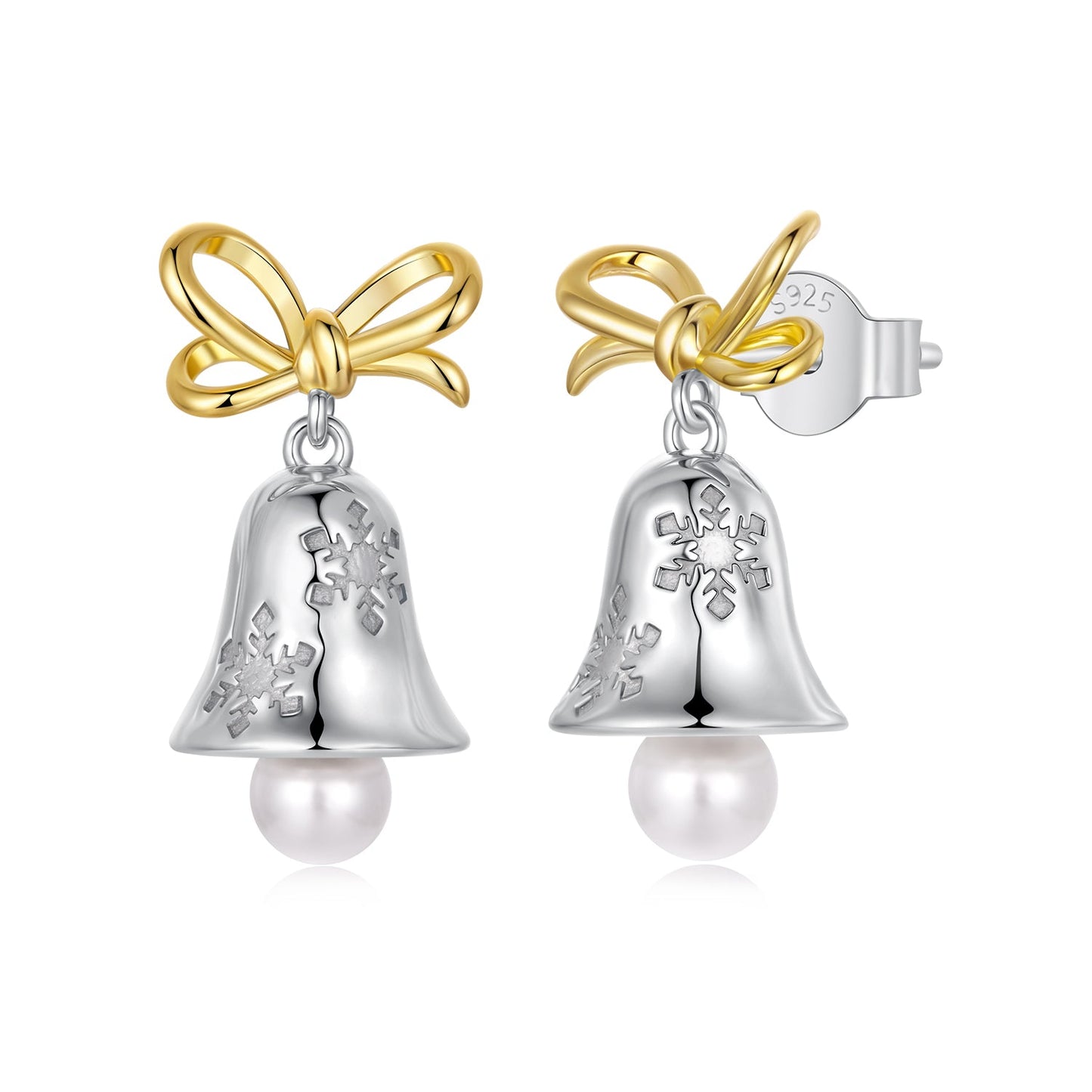 925 Sterling Silver Earrings with Synthetic Pearl, 1.7*0.9cm for Women