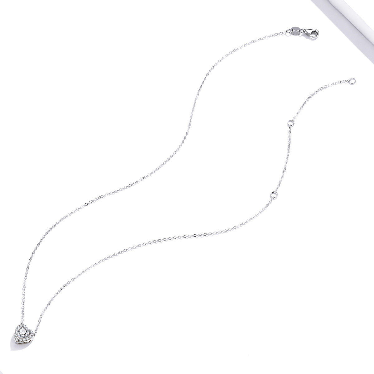 925 Sterling Silver Adjustable Cubic Zirconia Pendant Necklace for Women
