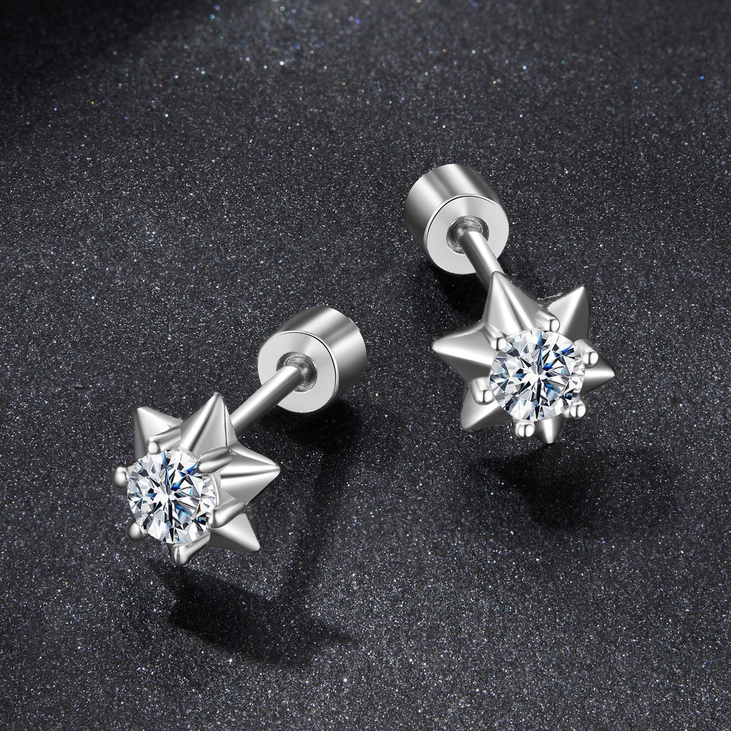925 Sterling Silver Moissanite 0.10 Carat Earrings for Women