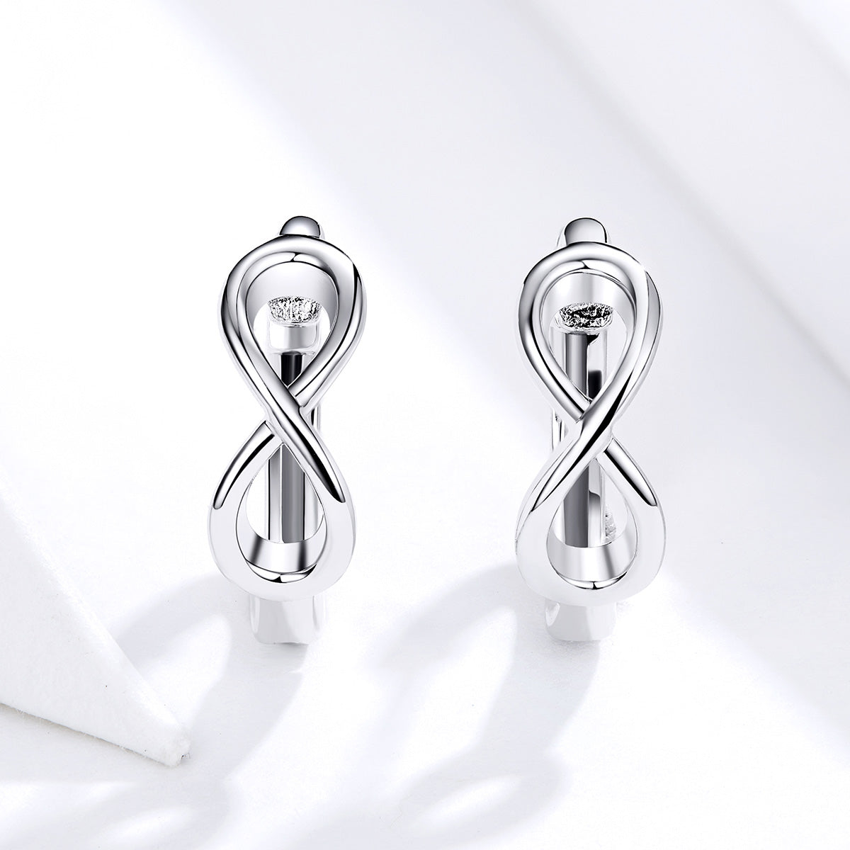 925 Sterling Silver Earrings - 1.2*0.4cm, Platinum Plated for Women