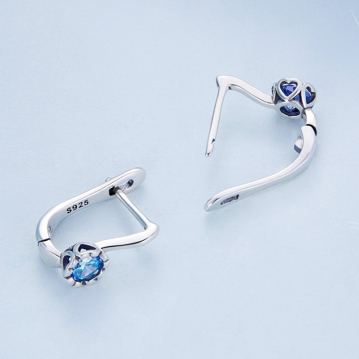 925 Sterling Silver Earrings with Oxidized Finish and Pavé Setting