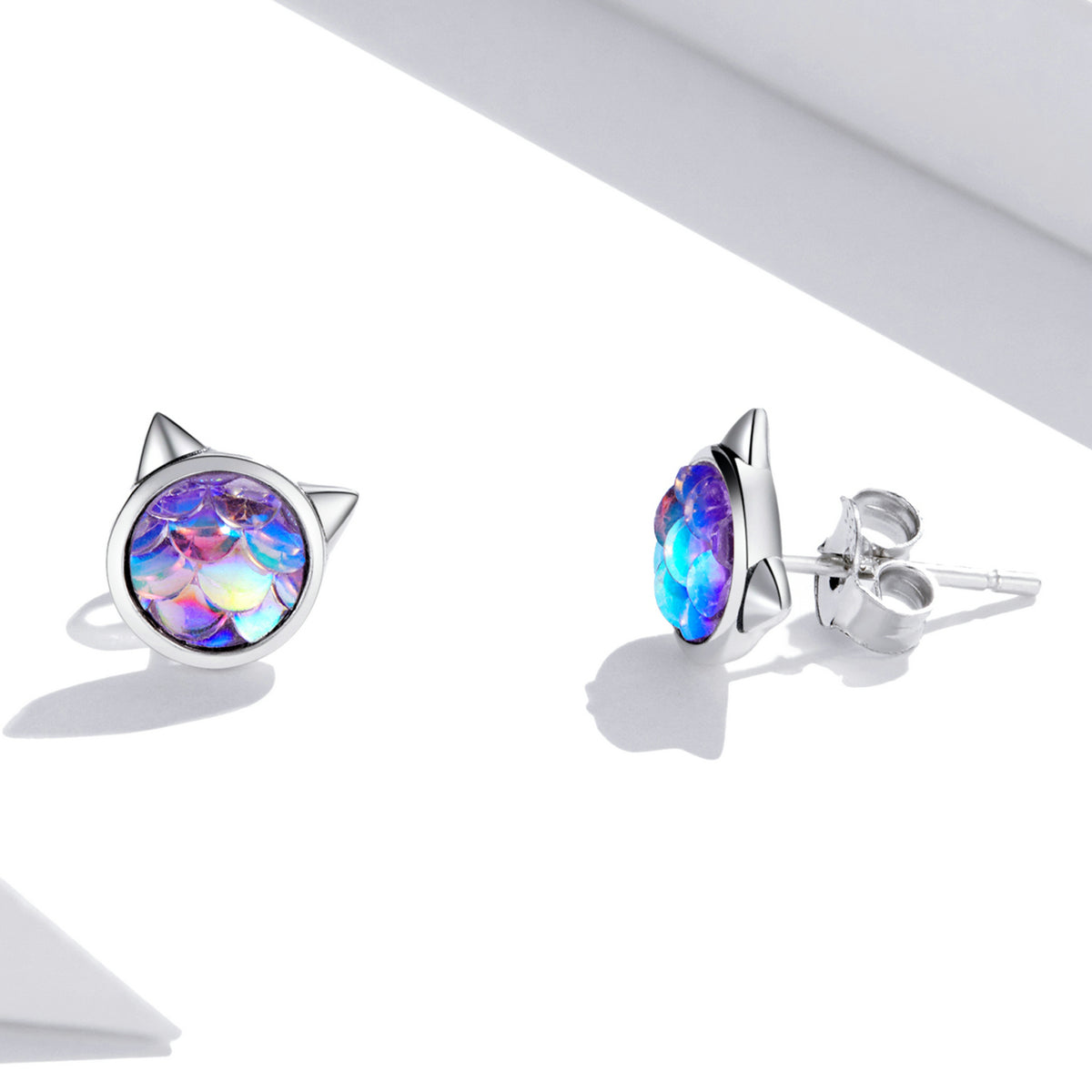 S925 Sterling Silver Resin Oxidized Silver Earrings