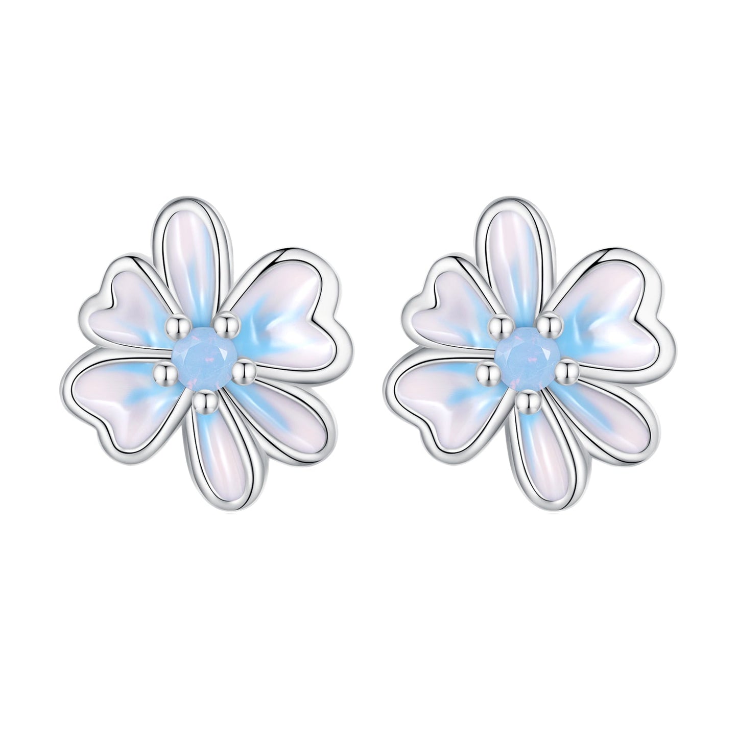 925 Sterling Silver Opal Nanometer Stone Enamel Earrings for Women