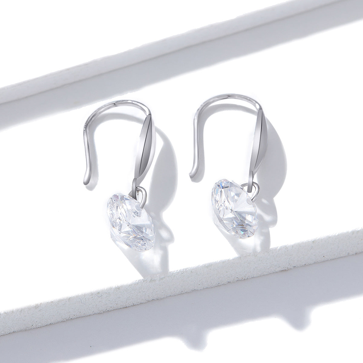 S925 Sterling Silver Earrings 2.6x0.8cm Plated Platinum with Pavé Setting CZ for Women