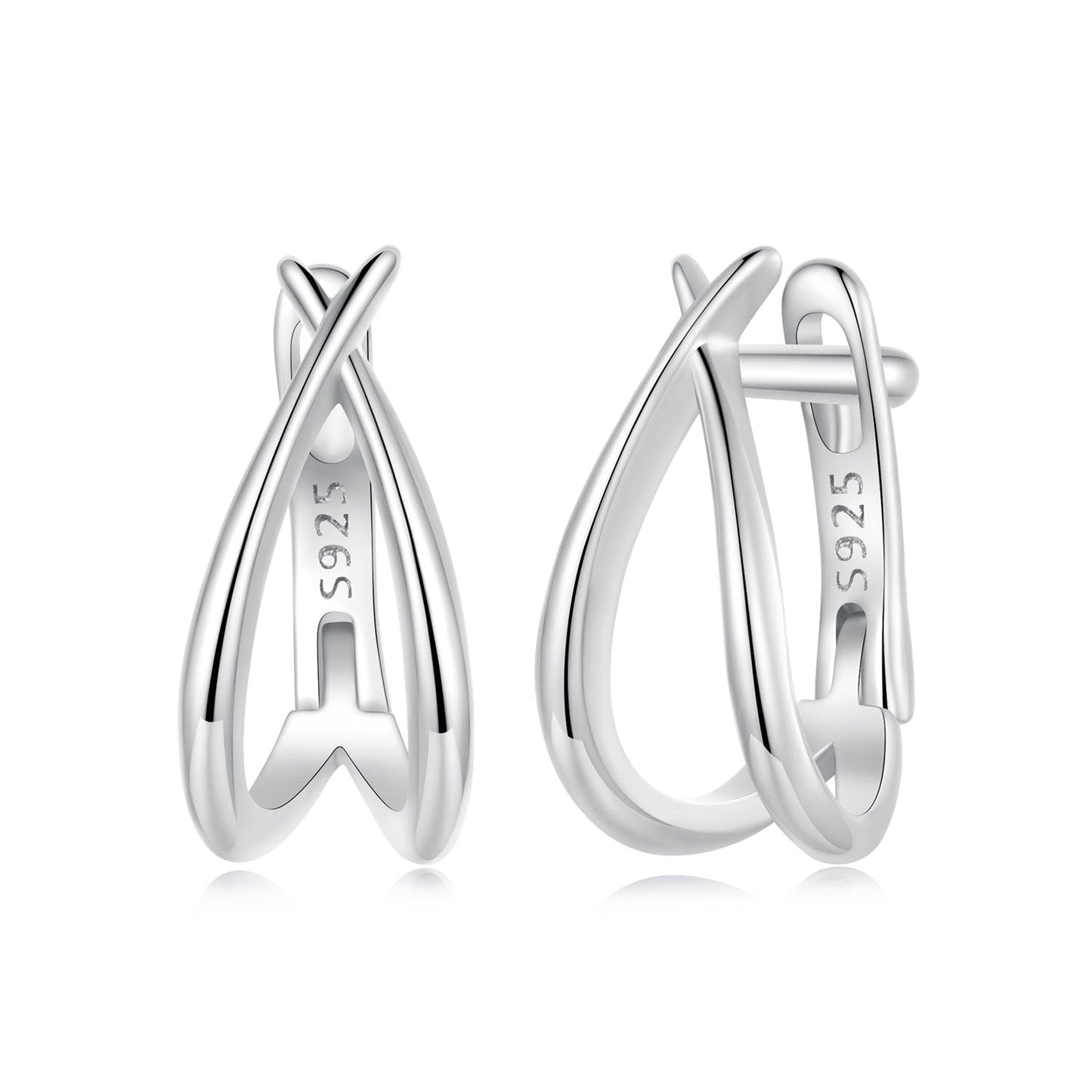 925 Sterling Silver Earrings 1.2x0.6cm with White Gold Plating for Women