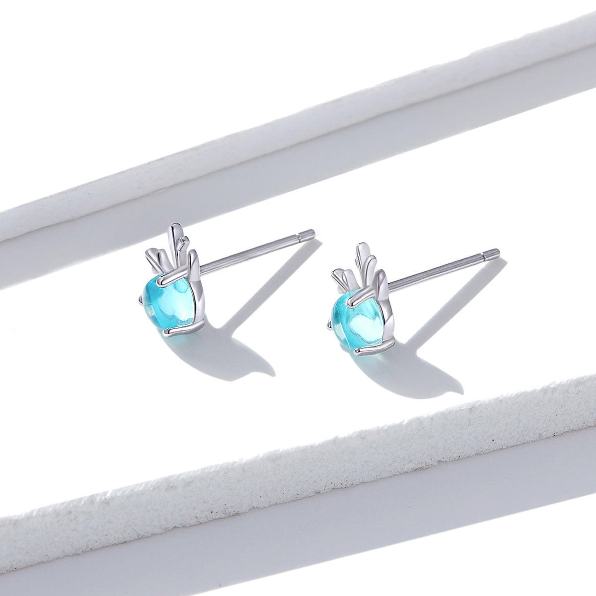 925 Sterling Silver Transparent Glass Earrings
