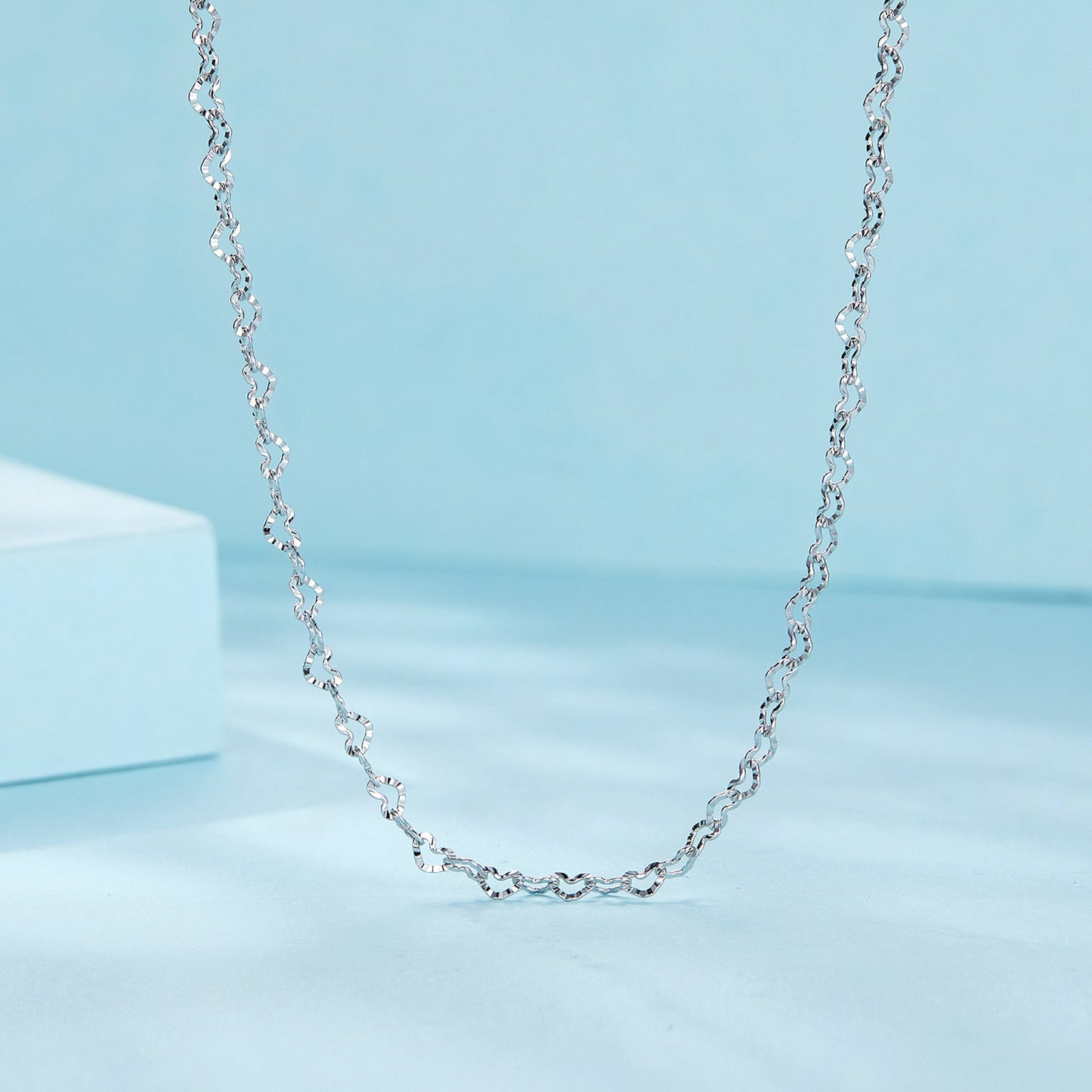 925 Sterling Silver Necklace with Platinum Plating, 395+55mm Length, 3.0mm Width for Women