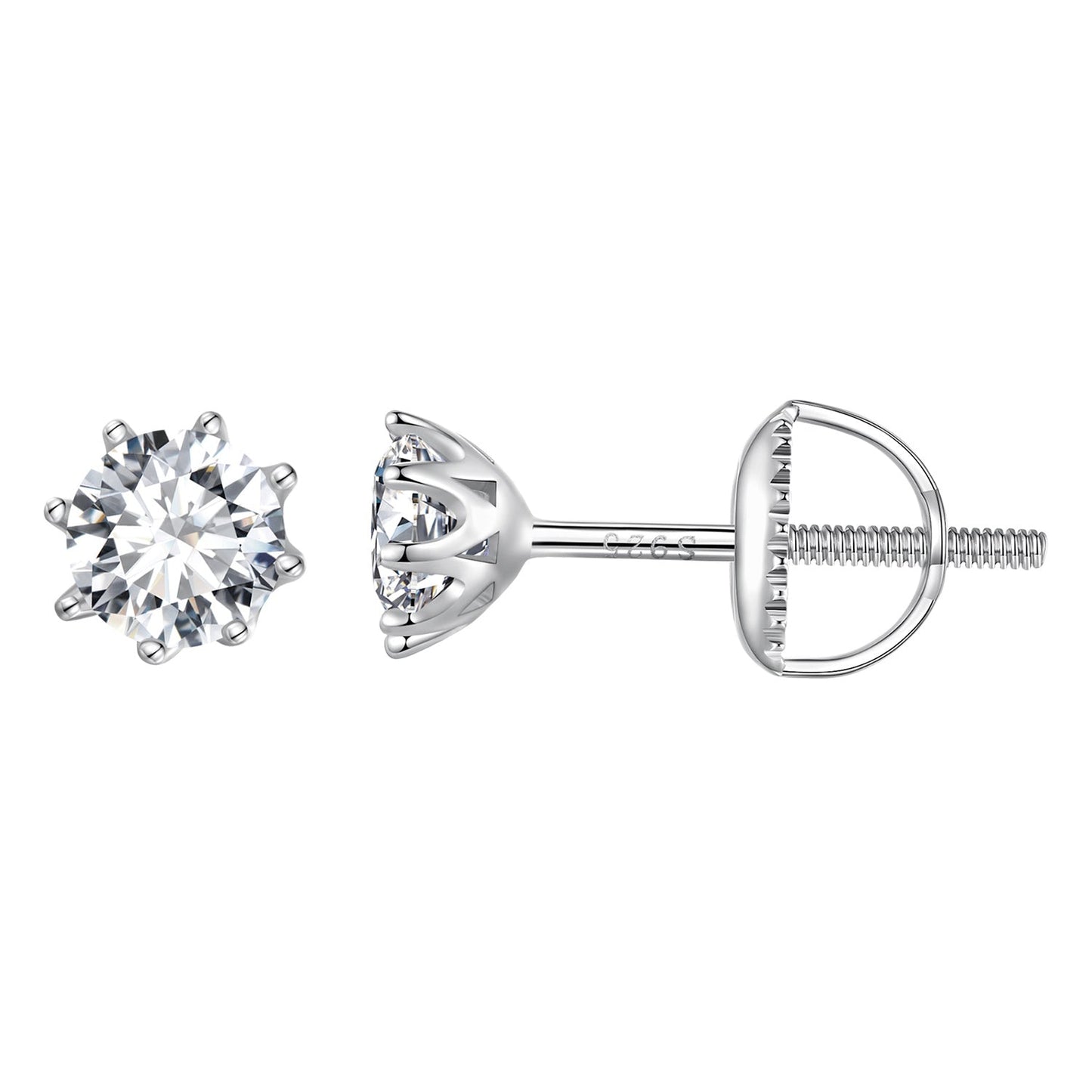 S925 Silver 0.5 Carat Moissanite Earrings 6.0mm for Women