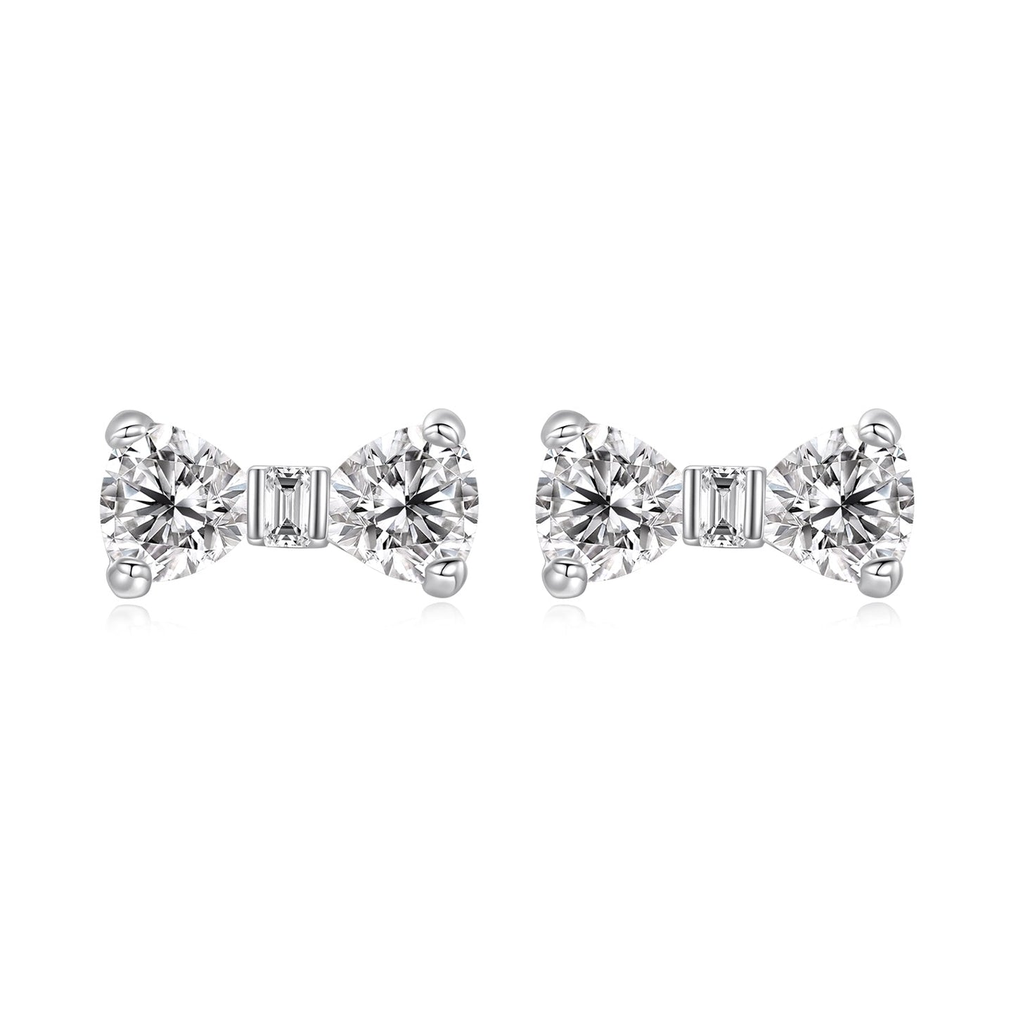 925 Sterling Silver Earrings with Pavé Setting CZ and White Gold Plating