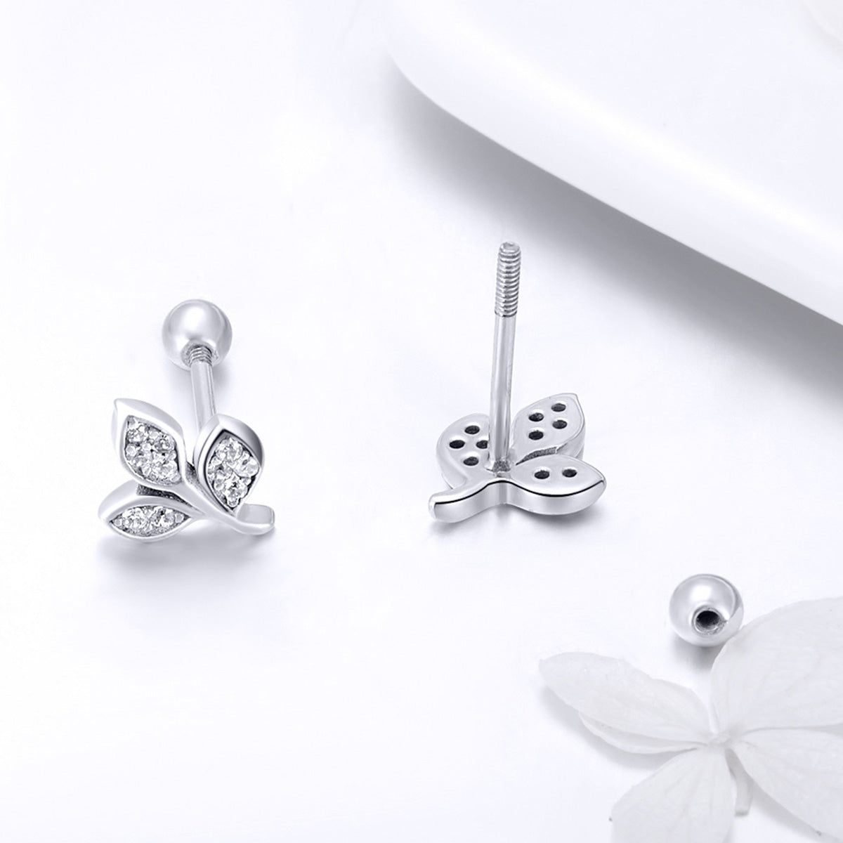 925 Sterling Silver Oxidized Pavé Setting CZ Earrings