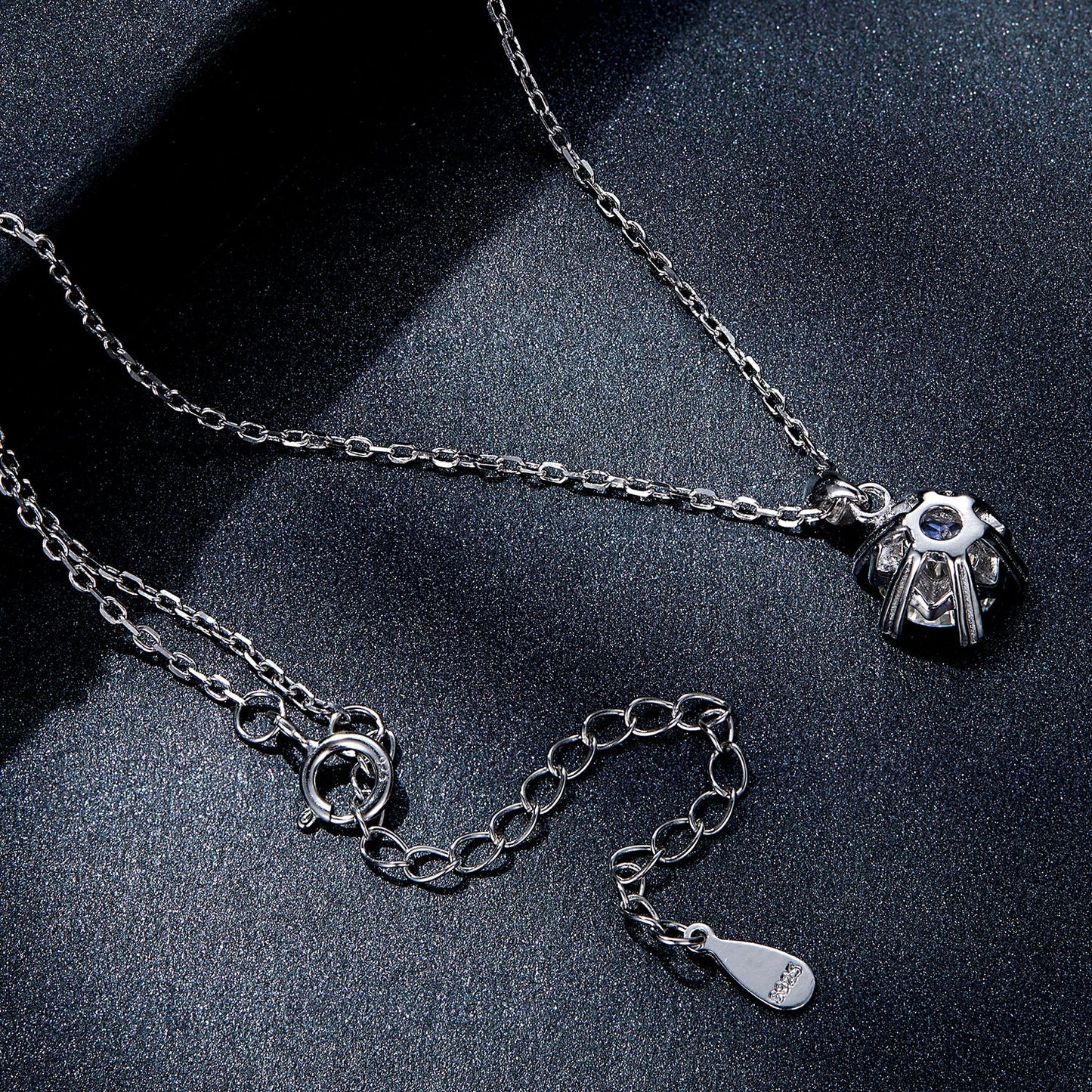 925 Sterling Silver Moissanite Necklace 39cm+5cm Length for Women