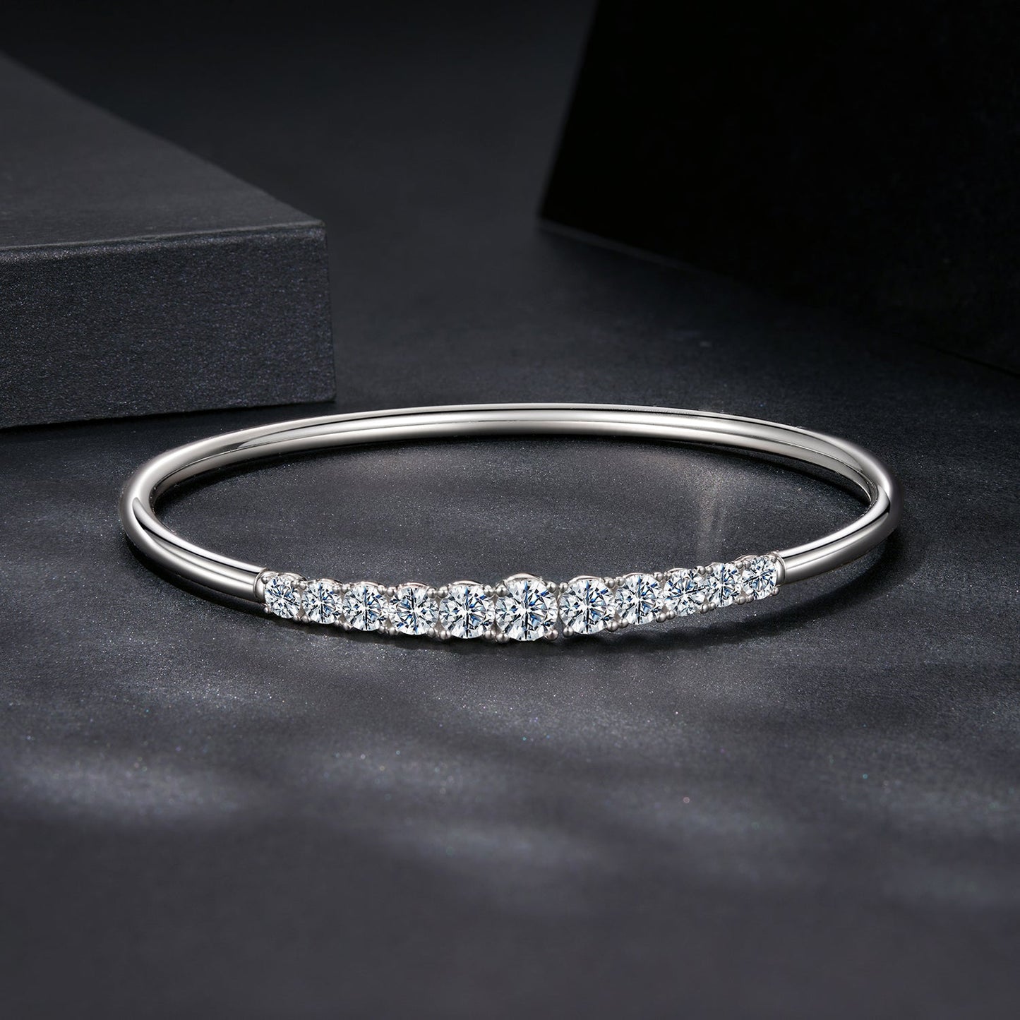 925 Sterling Silver & Moissanite White Gold Plated Bracelet with 0.5cm Moissanite for Women