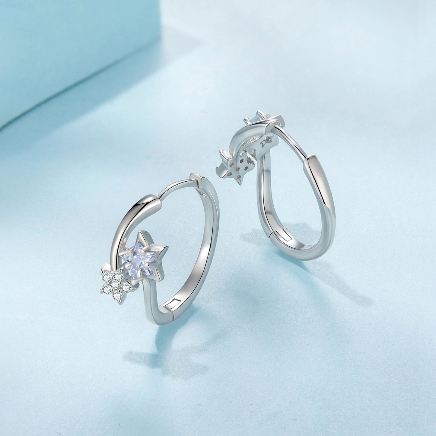 925 Sterling Silver Wedding Earrings with White Gold Plating and CZ Stones for Women