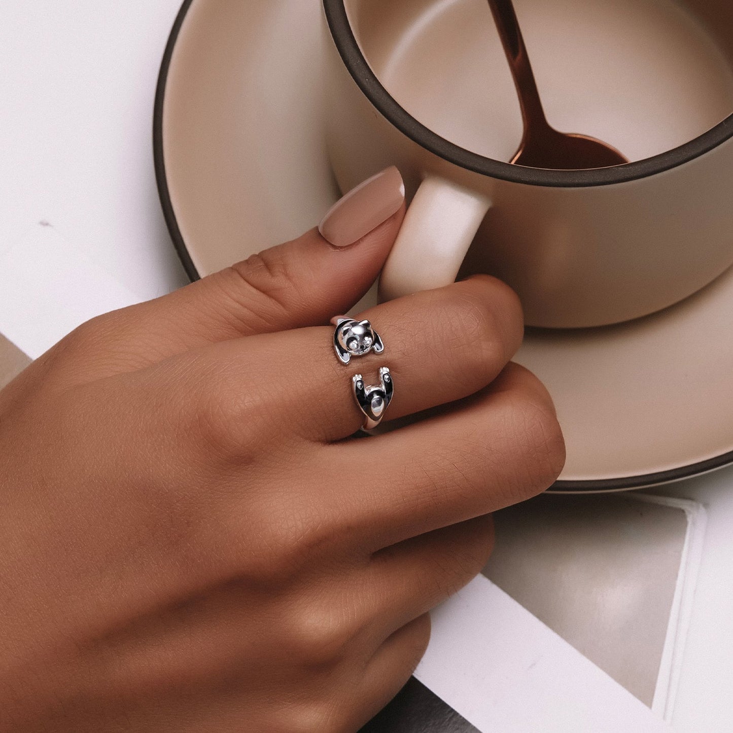 925 Sterling Silver Enamel Process Pavé Setting CZ Ring for Women