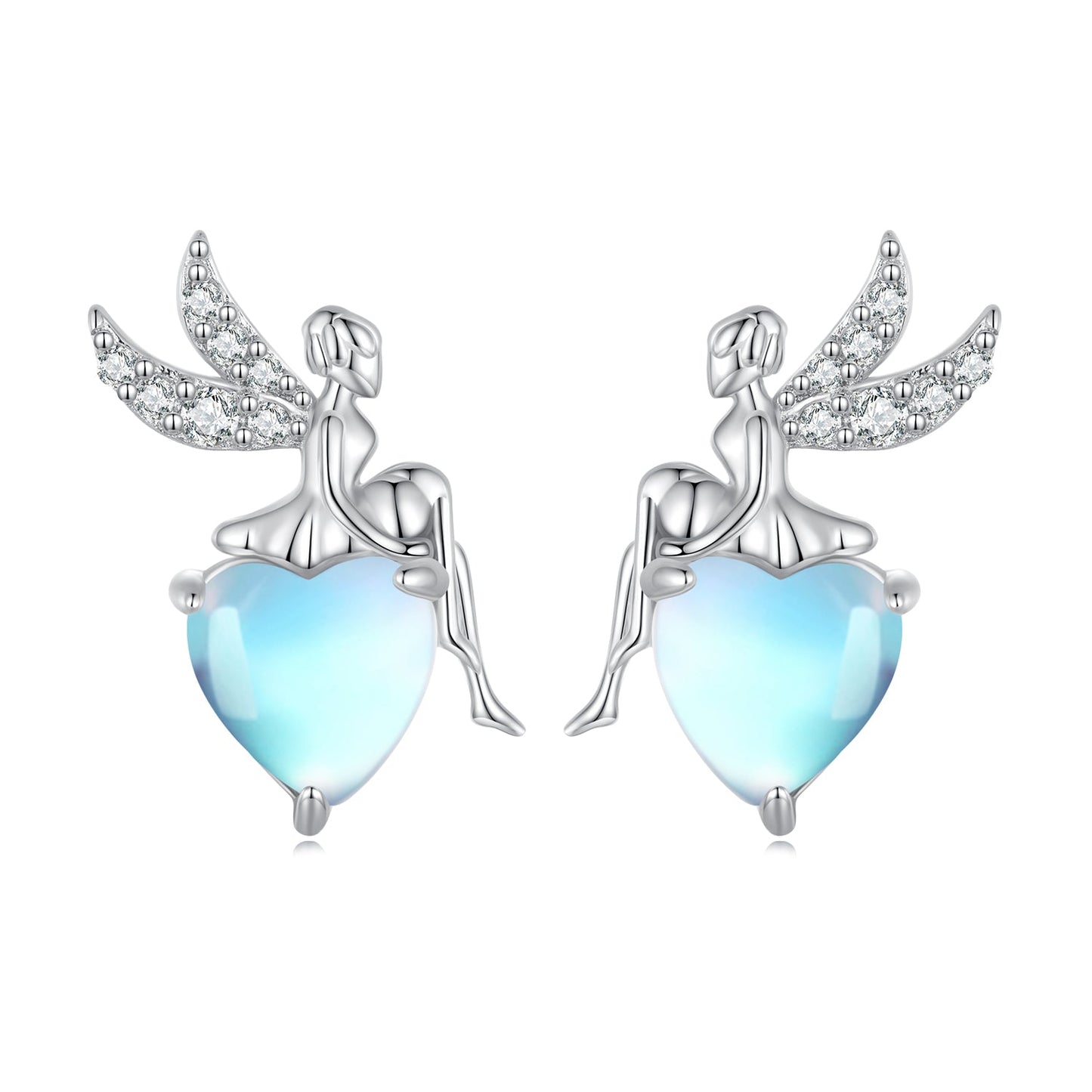 925 Sterling Silver Moonstone CZ Earrings for Women