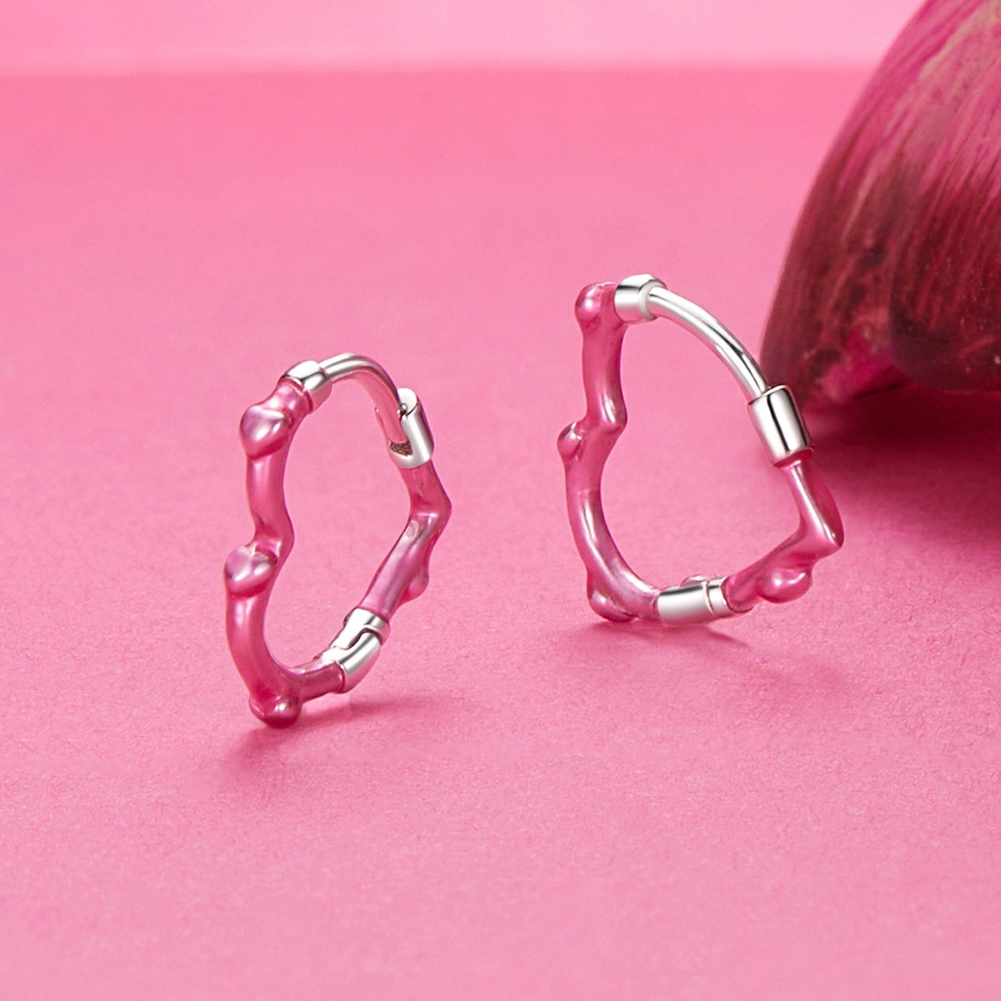 S925 Sterling Silver Enamel Platinum Plated Earrings 13*2mm for Women