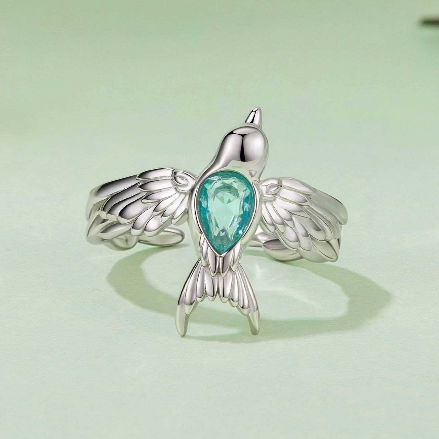 925 Sterling Silver Transparent Glass Ring for Women