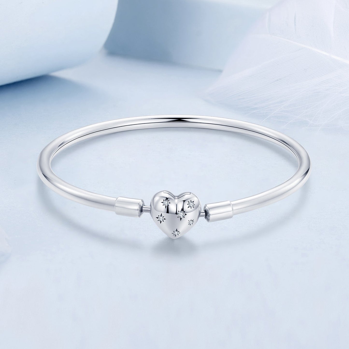 925 Sterling Silver White Gold Plated 17.0cm CZ Bracelet for Women