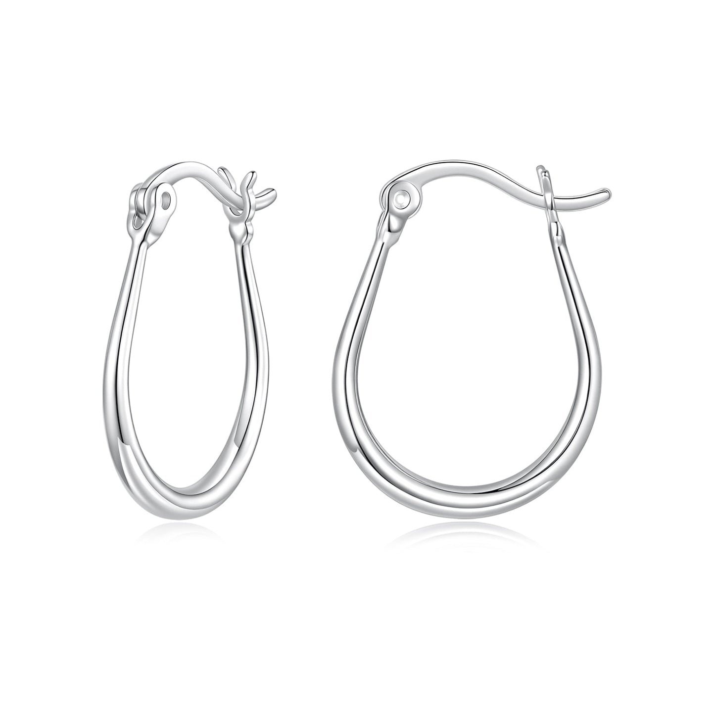 925 Sterling Silver Earrings for Women - 2.9x0.2cm, Plated White Gold, Style L