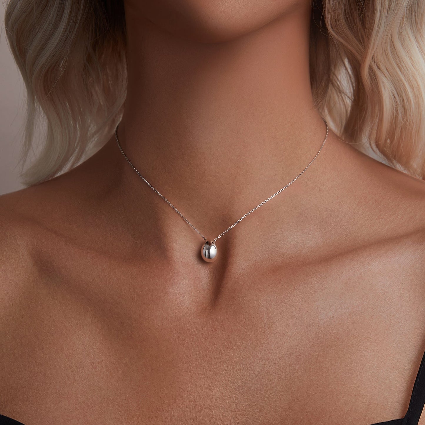 925 Sterling Silver White Gold Plated Necklace 40+5cm Length for Women